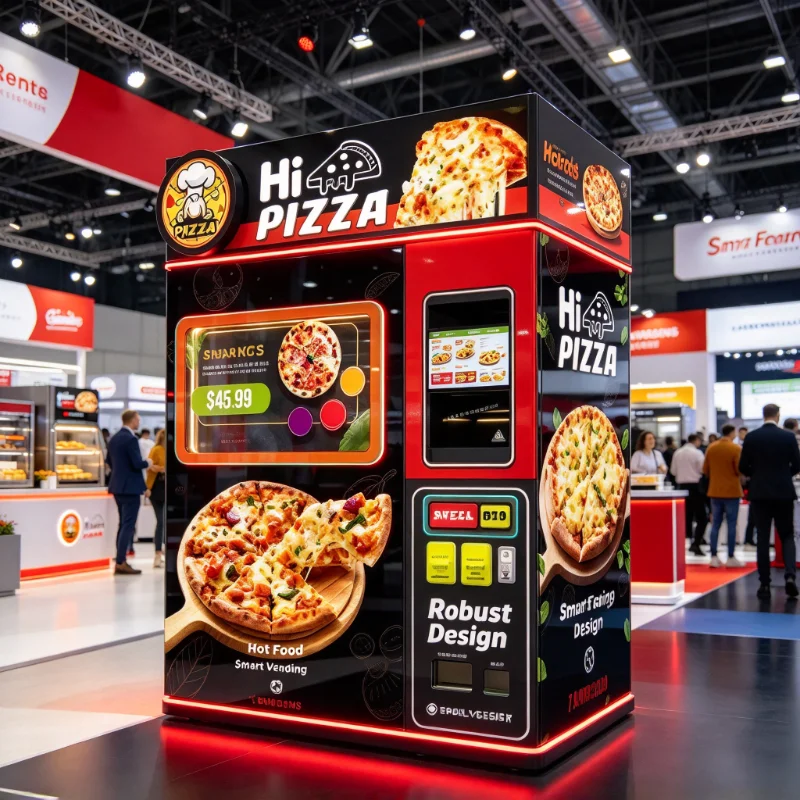 Bakery Pizza Vending Kiosk Self Service Automatic Heating Touchscreen Credit Card QR Code POS Integration Metal Customized