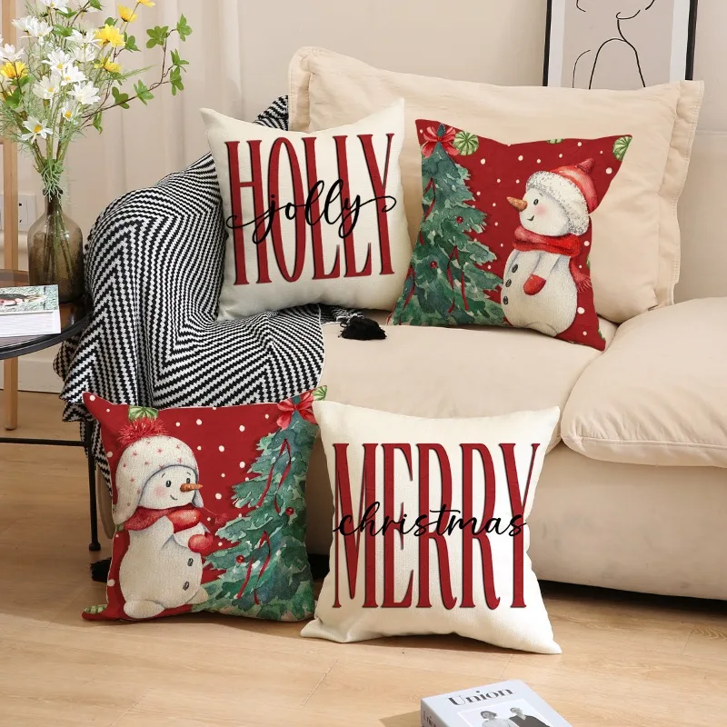 

Christmas Home Decorative Xmas Holiday Throw Pillow Covers 45x45cm Set of 4,Cushion Covers Pillowcases for Sofa Bed Chair