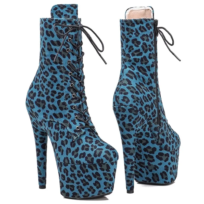 

LAIJIANJINXIA New 17CM/7inches Leopard Upper Pole Dance Shoes High Heel Platform Sexy Nightclub Women's Modern Boots 006