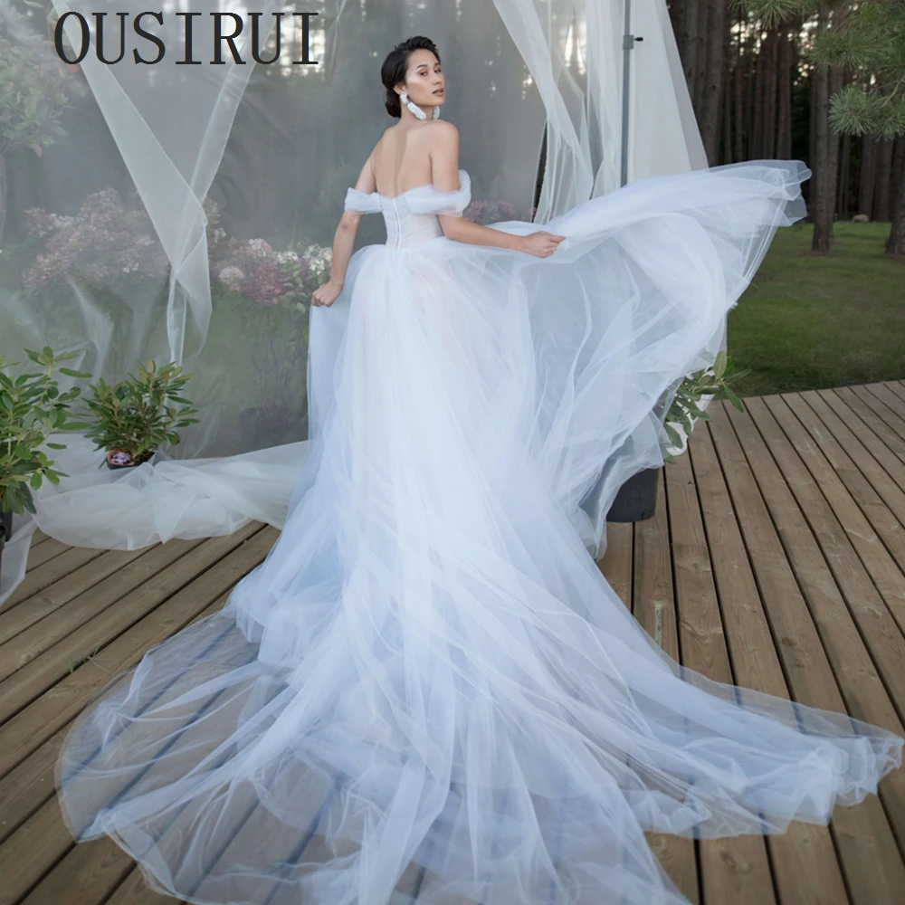 OUSIRbiomomis-Robe de mariée dos nu pour femme, robe de soirée en tulle, élégante, hors de l'initiative, balayage train, exquise, été, hôte, 2024