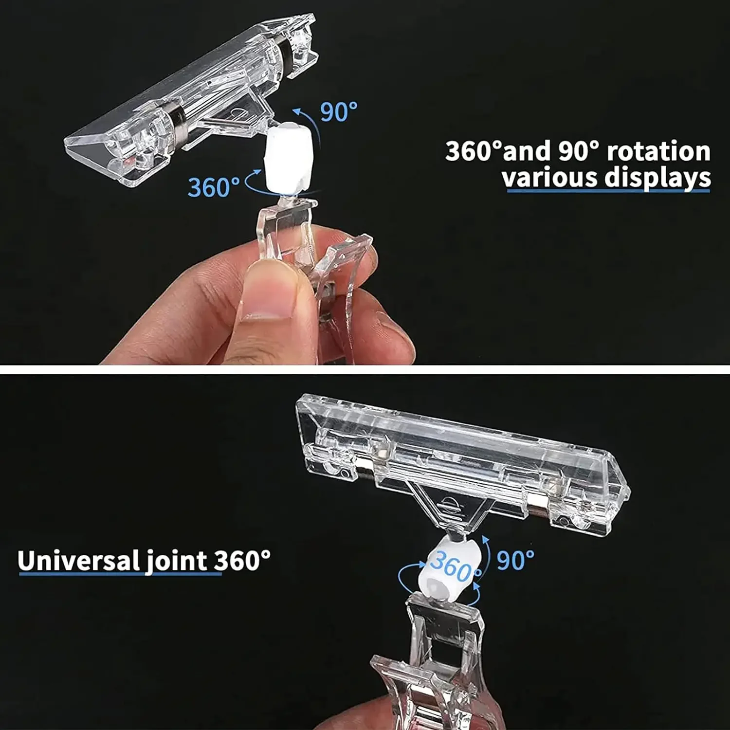 5-10PCS Clear Sign Clips Plastic Rotatable Pop Clip Sign Holder Stand for Merchandise Display Sign Holder Clips for Retail Rack