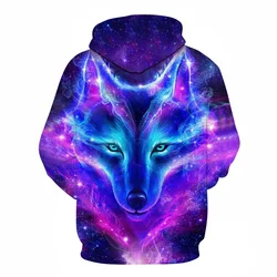 Felpe con cappuccio stampate in 3D Animal Wolf uomo donna moda Casual Pullover oversize Hip Hop Harajuku Streetwear felpe con cappuccio