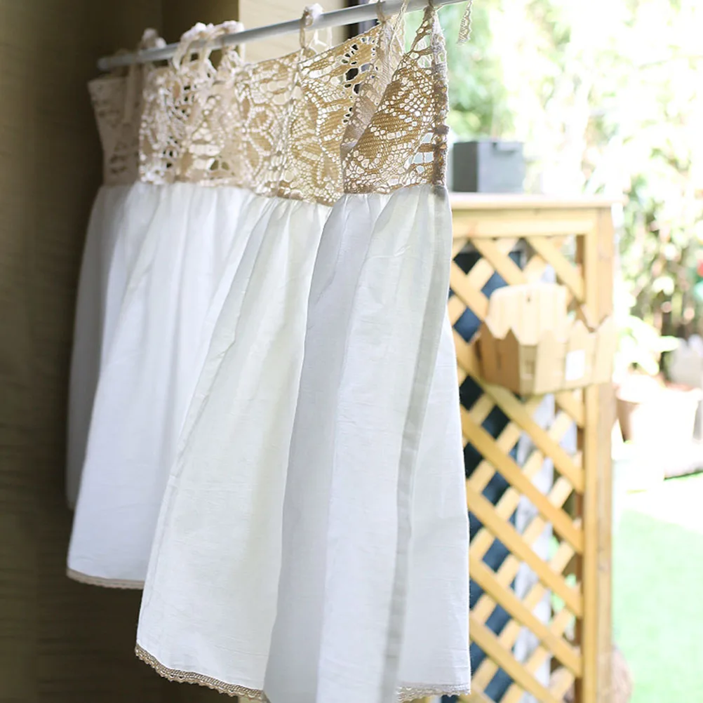 

1Pcs Cotton Cloth Window Curtain Simple Style Short Hanging Curtain Block Sunlight Decor for Dining Room Romantic