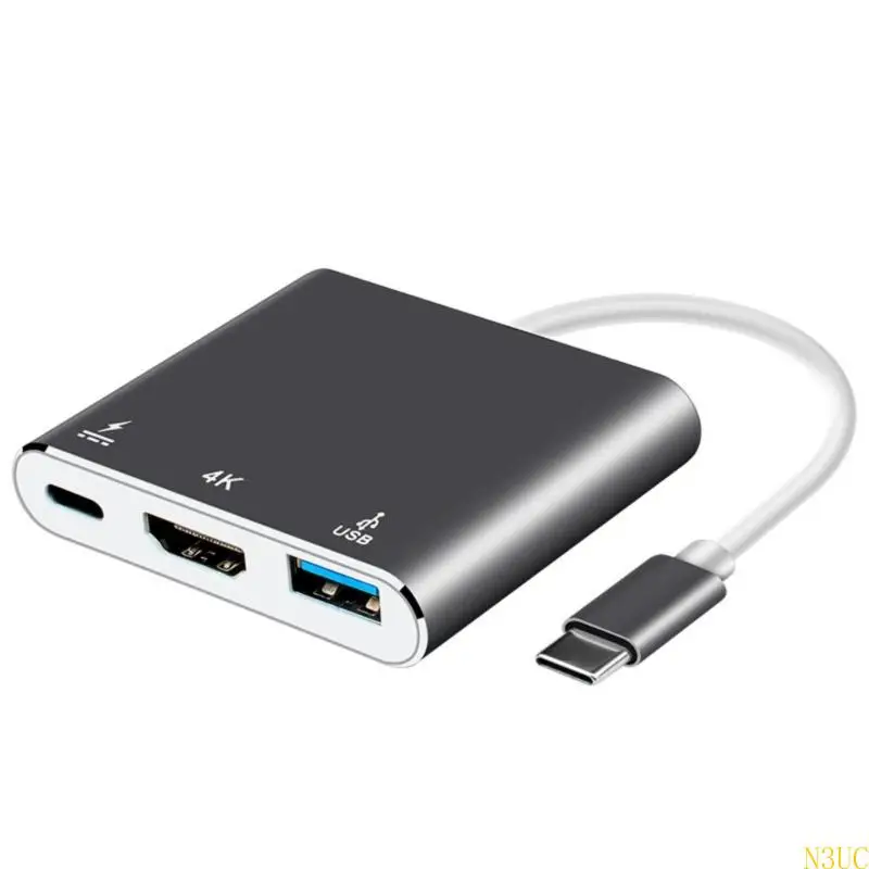

N3UC Compactly USB C to HDMIS HUBS USB C TO HDMIS Адаптер с 4K -поддержкой PD65W зарядки для ноутбуков высокого разрешения.