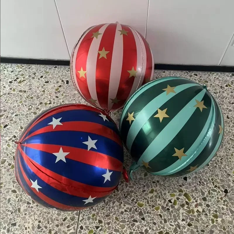 22 inch 4D striped star aluminum film balloon with red, blue, pink, and green spheres that can float in the air for Christmas an - Image 6