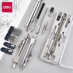 Deli Stainless Steel Drafting Set Durable Drawing Compass Math Geometry Circles Tool School Supplies