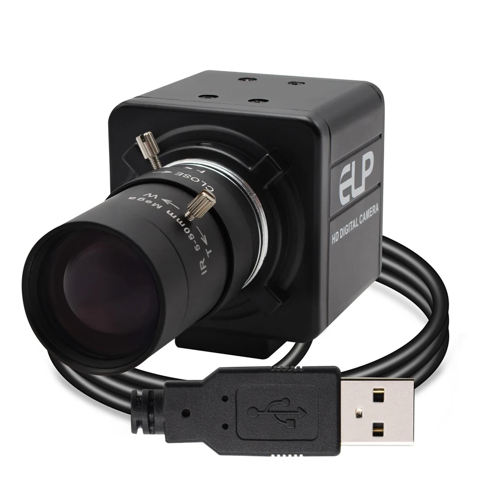 ELP Online Webcam 5-50mm Varifocal Lens 8MP IMX179 Color Sensor Mini HD  Schooling PC Camera USB Digital