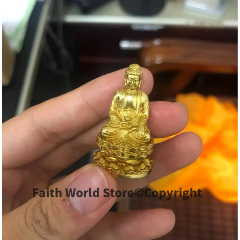 Buddhist all-powerful Patron saint Pocket Portable travel small gold buddha protective talisman Bless safety good luck