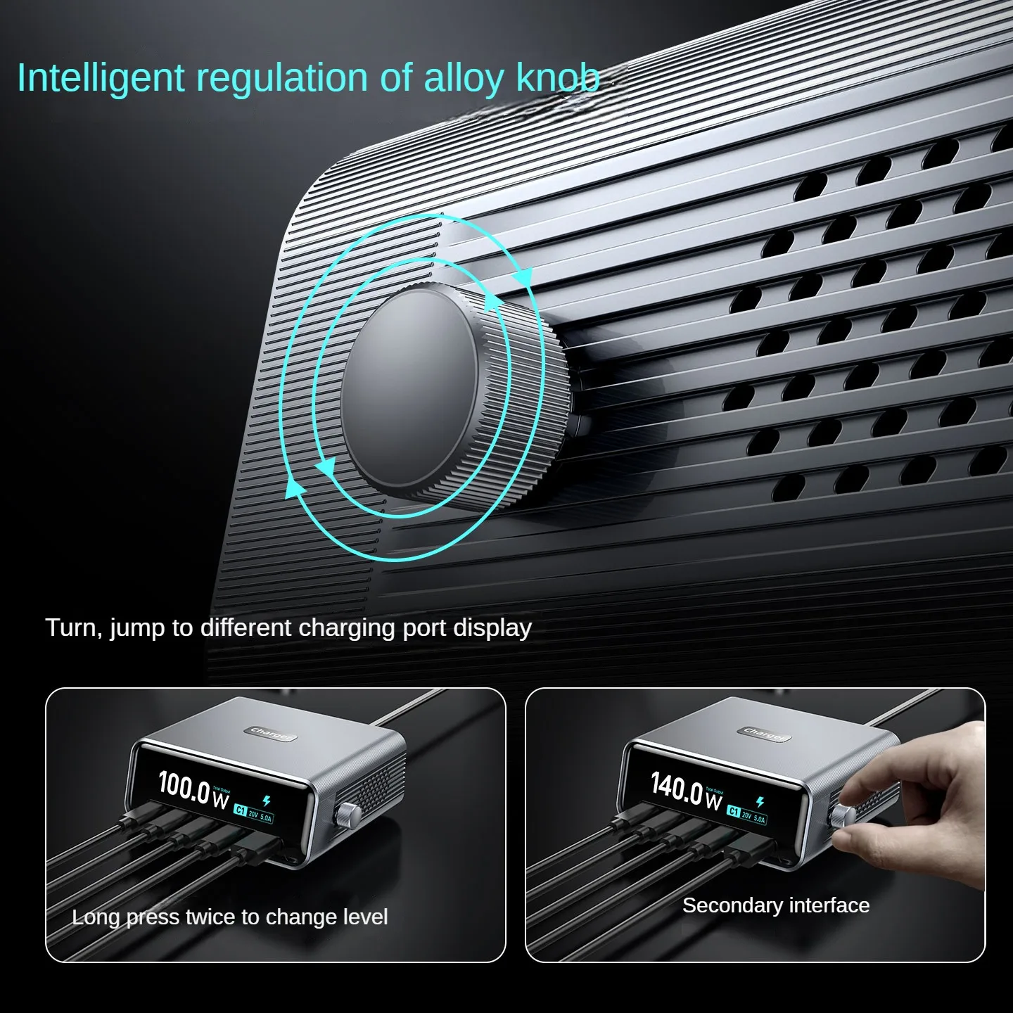 

100W GaN USB Charger 5-ports Desktop Fast Charging Type C Portable Power Station Charger For iPhone 17 16 15 Pro Max Xiaomi