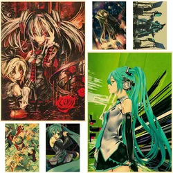 Anime Idol Cartoon Singer Miku Poster HD Print Kraft Paper Retro Wall Art Pictures Bedroom Decorative Painting Home Decor Gifts