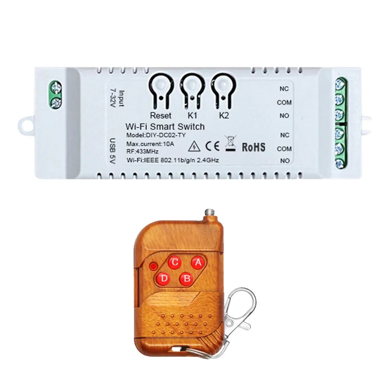 

New!2CH Tuya Wifi Smart Switch +Remote 85-265V USB 5V 2.4G Wifi Smartlife Home Automation Module For Alexa IFTT