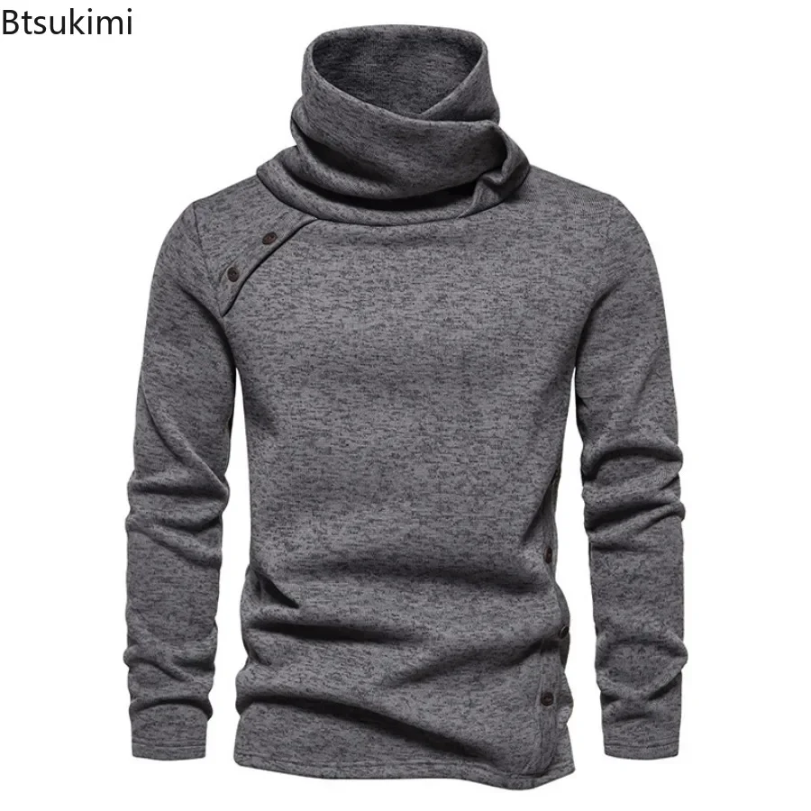 New 2026 Men\'s Thick Warm Sweaters Vintage Trend Knit Pullovers Man Turtleneck Sweater Soft Casual Knitwear Sweater for Men Tops