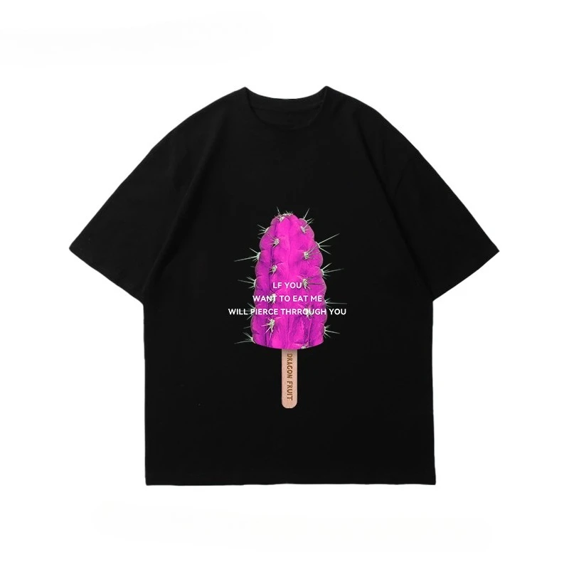 

Street Hip Hop Original Style Design Sense Printed Cotton Short-sleeved T-shirt Summer Oversize Men's and Women's Loose Top