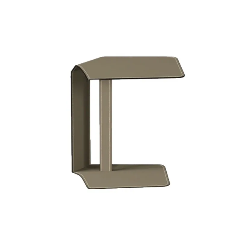

New Italian minimalist saddle leather C-shaped side table sofa insert light luxury modern high-end designer small coffee table