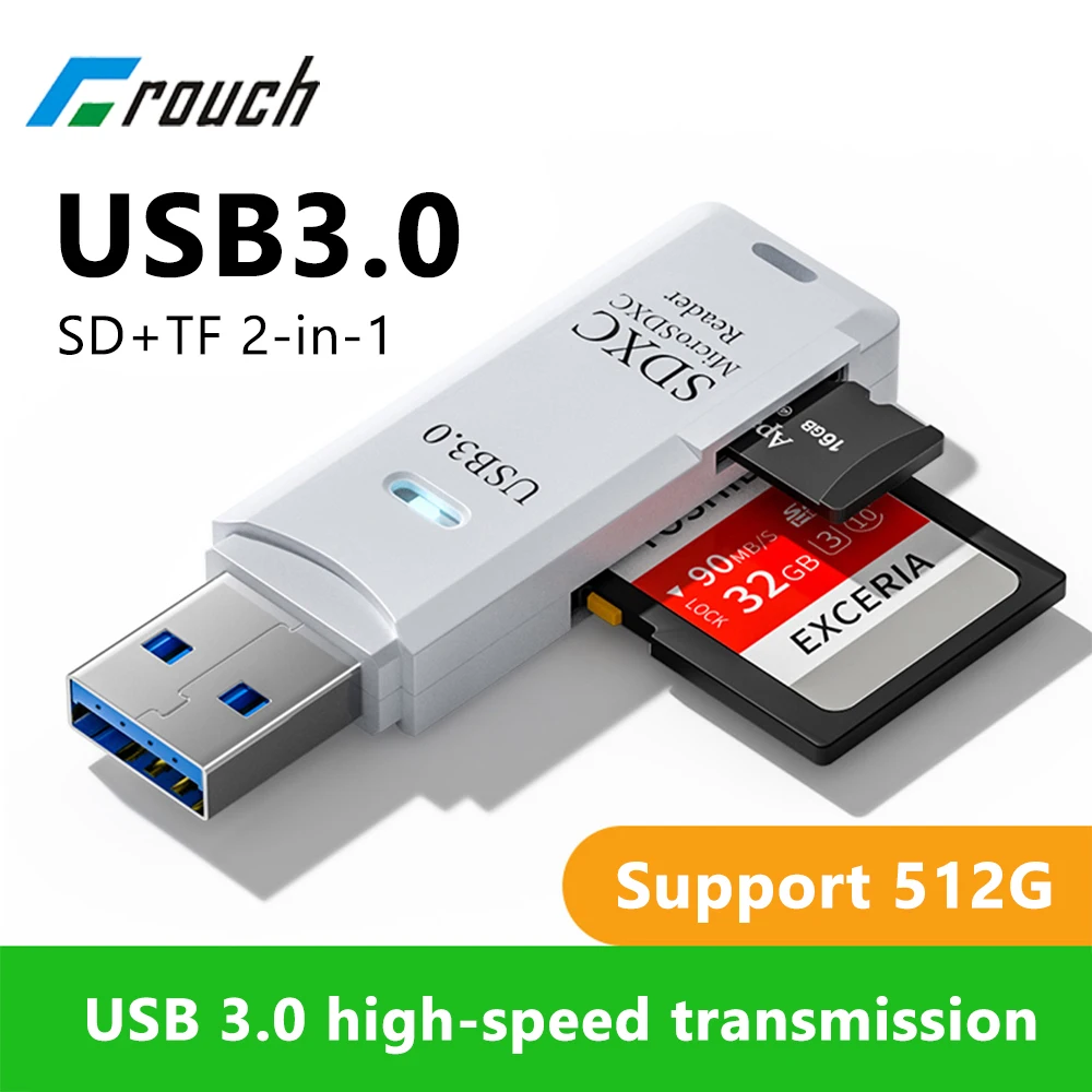 2 IN 1 Card Reader USB3.0 Micro SD Card Reader TF Card Memory Reading High Speed Transfer Adapter Flash Drive Laptop Accessories