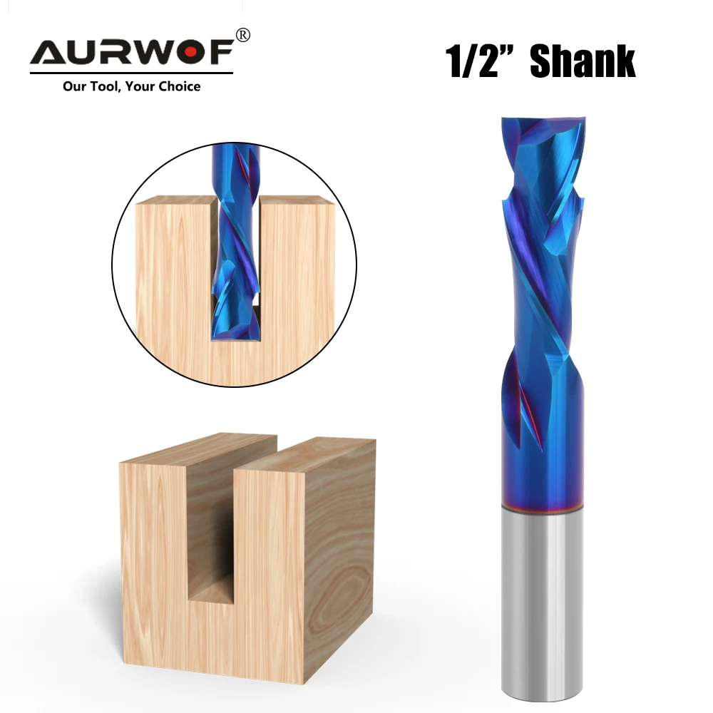 

AURWOF 12.7mm 1/2 Shank 1PC Tungsten Steel Drill Bit Nano Blue Coated Cutter Carbide Router Bit CNC End Milling Bit Z13D