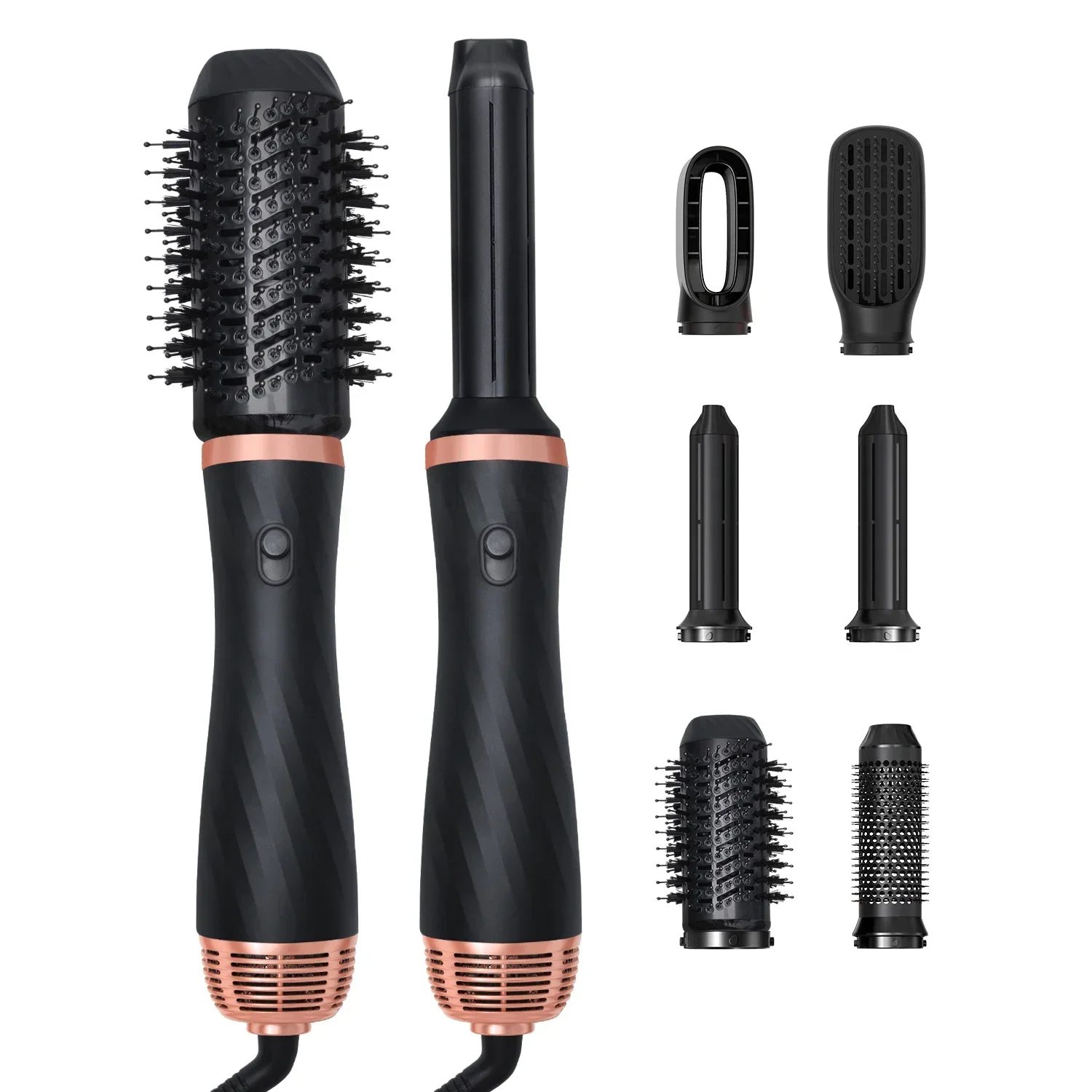 Электрическая щетка для выпрямления волос 10 в 1, сменная съемная вращающаяся щетка с горячим воздухом, профессиональный фен, бигуди для волос