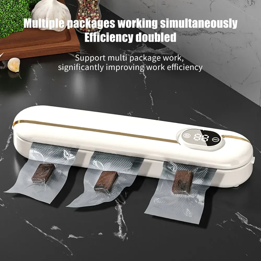 Автоматическая машина для вакуумной упаковки пищевых продуктов Xiaomi, портативная упаковочная машина, бытовая вакуумная упаковка пищевых продуктов, кухонный помощник, подарок, 10 пакетов