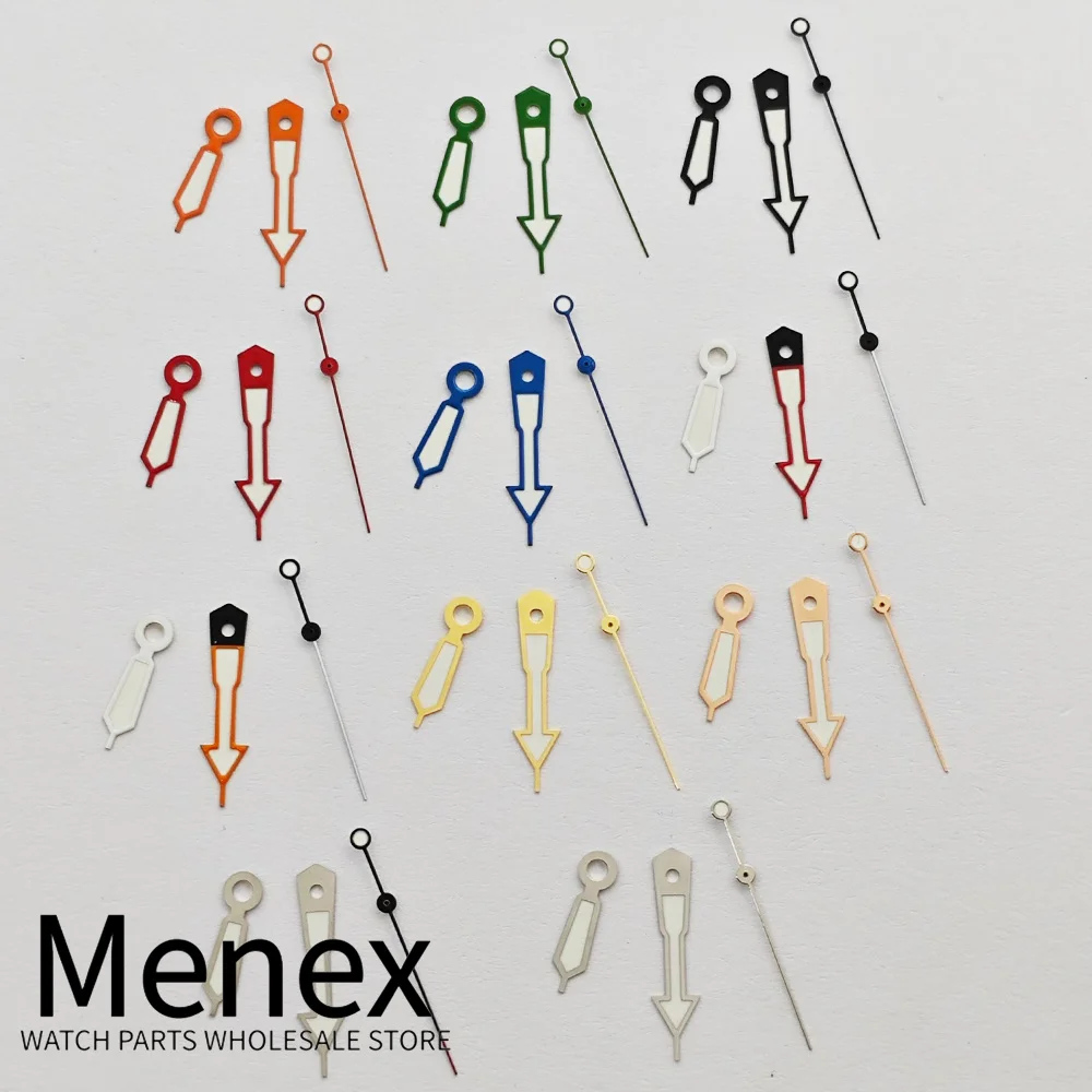 Menex Multi Color Dive Arrow Watch Hands Green Luminous Fit NH34 NH35 ETA2824 Miyota82DG Movement Watch Replacement