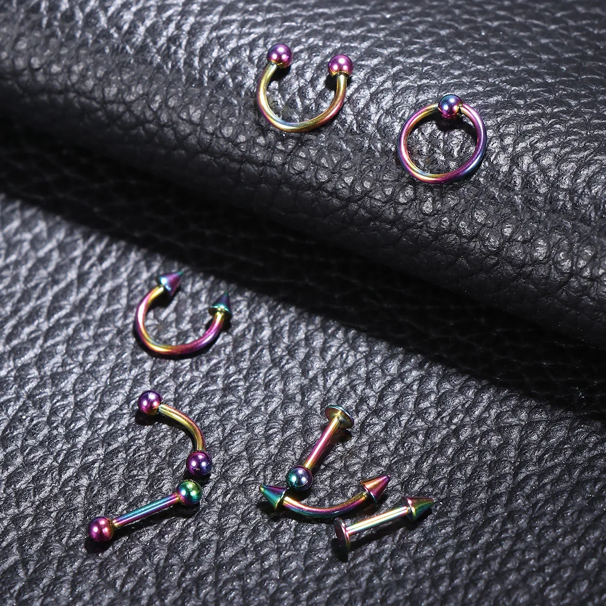 

8 Pcs Body Piercing Jewelry Set Stainless Steel Nose Lip Ear Bone Studs Universal Ring Cool Fashion Gift Piercing Art Lovers