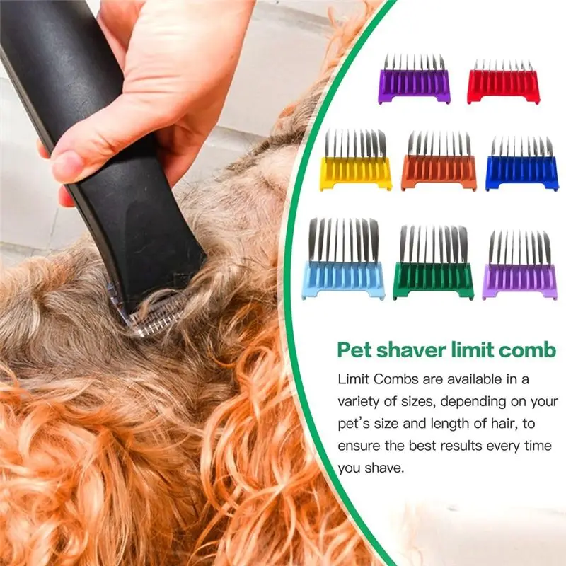 A39F Top For Waldorf ARCO 1854 Electric Clipper Limit Comb Set Animal Pet Shaver Stainless Steel 8-Color Hair Guide