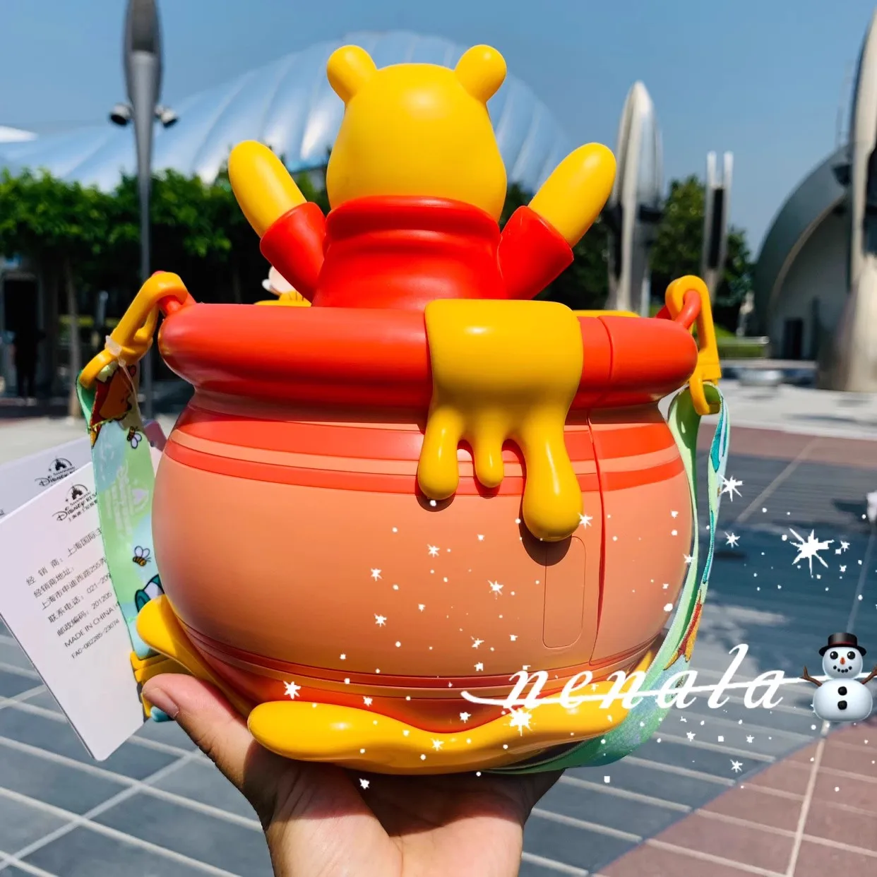 Original Disney Rotating Honey jar Pooh Pooh cartoon popcorn bucket Single shoulder crossbody storage box