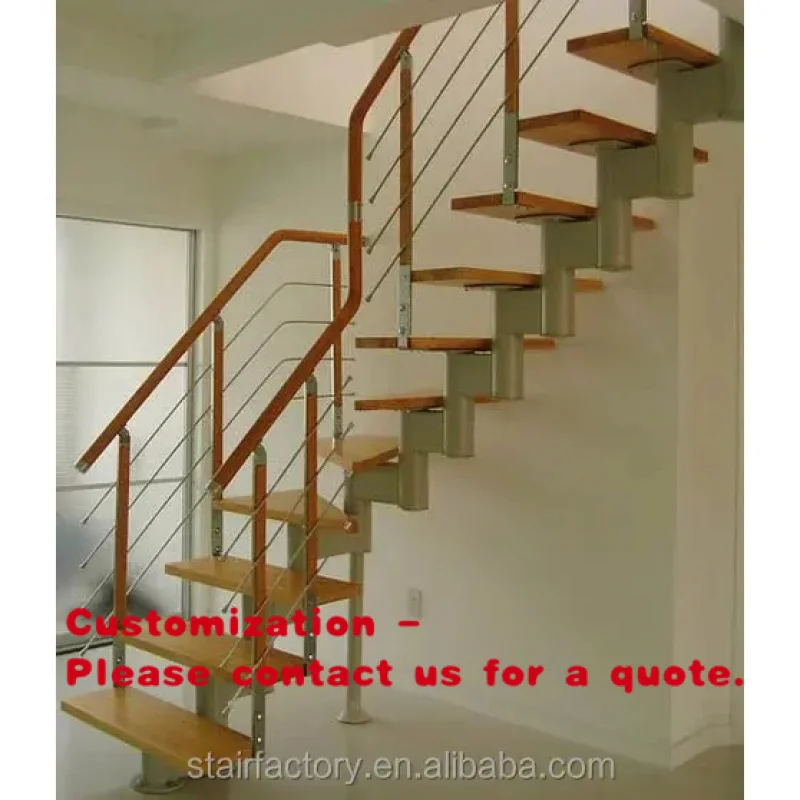 custom.Adjustable Stringer Stairs Simple and Stylish Design, Solid Wood Treads,TS-143
