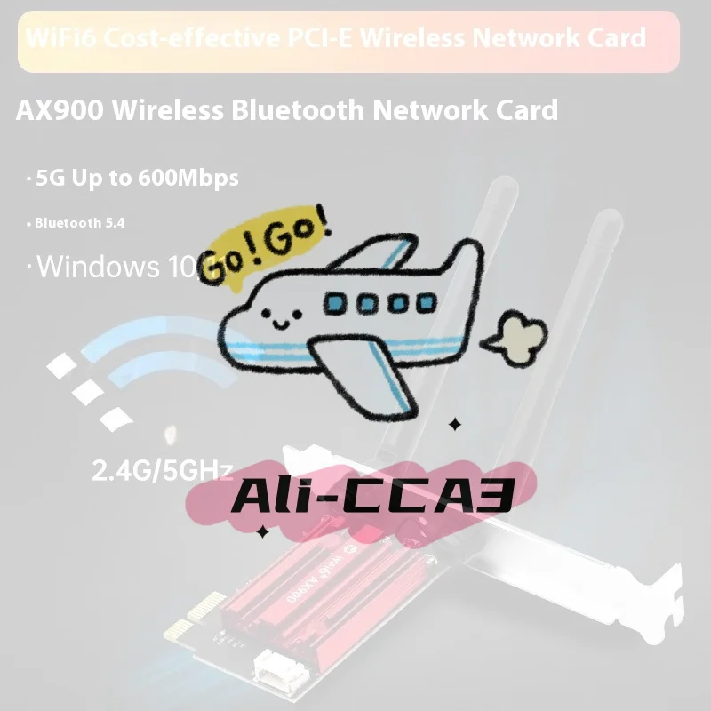 

1 комплект, 600 Мбит/с, BT5.4, двухдиапазонный, 2,4 ГГц/5 ГГц, 802.11AX, сетевая карта Wi-Fi, Wi-Fi, Wi-Fi6 AX900, беспроводной адаптер PCIE для настольных ПК Win 10/11