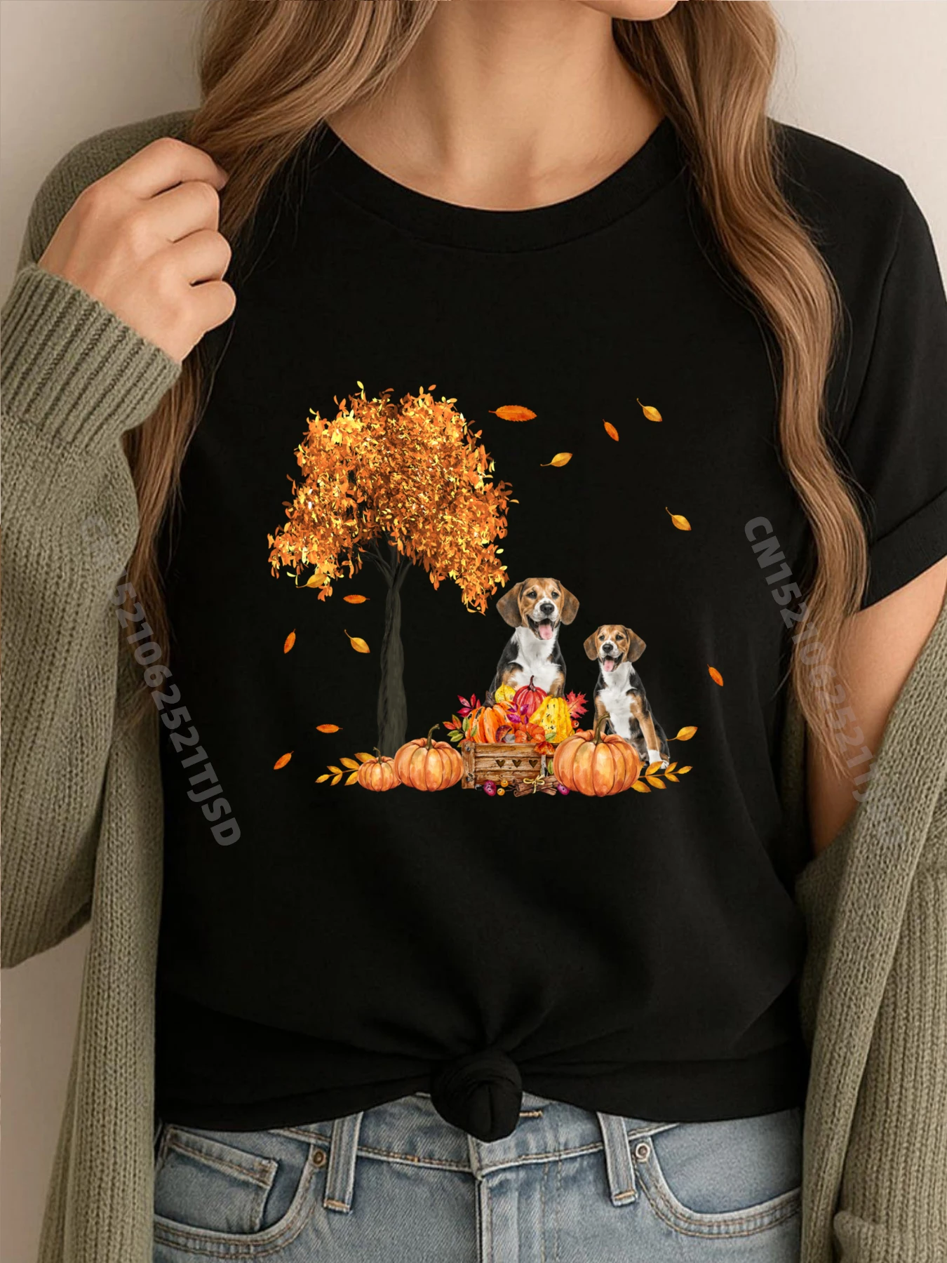 

Beagle Autumn Leaf Fall Dog Lover День Благодарения Хэллоуин Роскошная дизайнерская дышащая мужская хлопковая футболка на день рождения