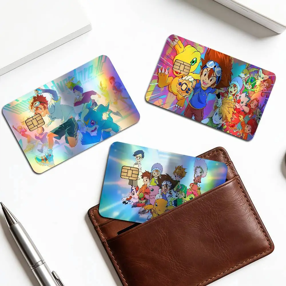 D-Digimon AdventureS Laser Sparkle Bank Card Stickers Universal DIY Craft Decor Accessories