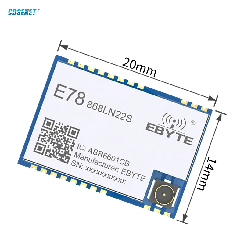 LoRaWAN SoC ASR6601 868MHz LoRa 모듈 E78-868LN22S(6601) 22dBm 무선 트랜시버 SMD PCB 스탬프 홀 커넥터 TCXO RF 라디오