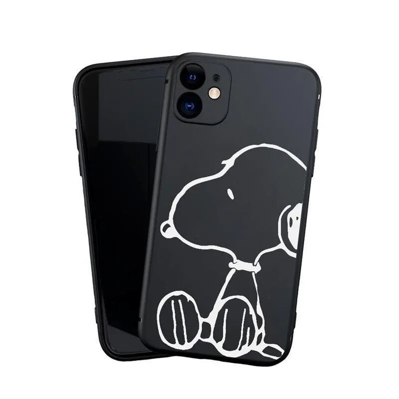 سنوبي قضية الهاتف آيفون ، والأزياء البسيطة ، أنيمي الكرتون ، سيليكون غطاء أسود ، آيفون 11 ، 12 ، 13 ، 14 ، 15 برو ماكس ، XR ، X ، XS ، SE ، 7 ، 8 Plus, SE #5