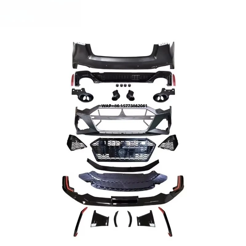 

RS6 Body Kits Fit for AD A6 From 2019-2021 Year to RS6 Look PP Plastic Car Bumper Front and Rear Bumper Body Kits for A6