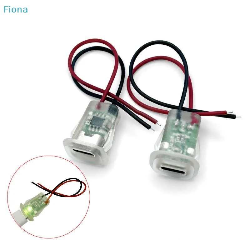 ✔Type-C 2-Pin Female Connector with LED Indicator,Flush Mount USB-C Charging Port Cable for DIY,Car & Motorcycle