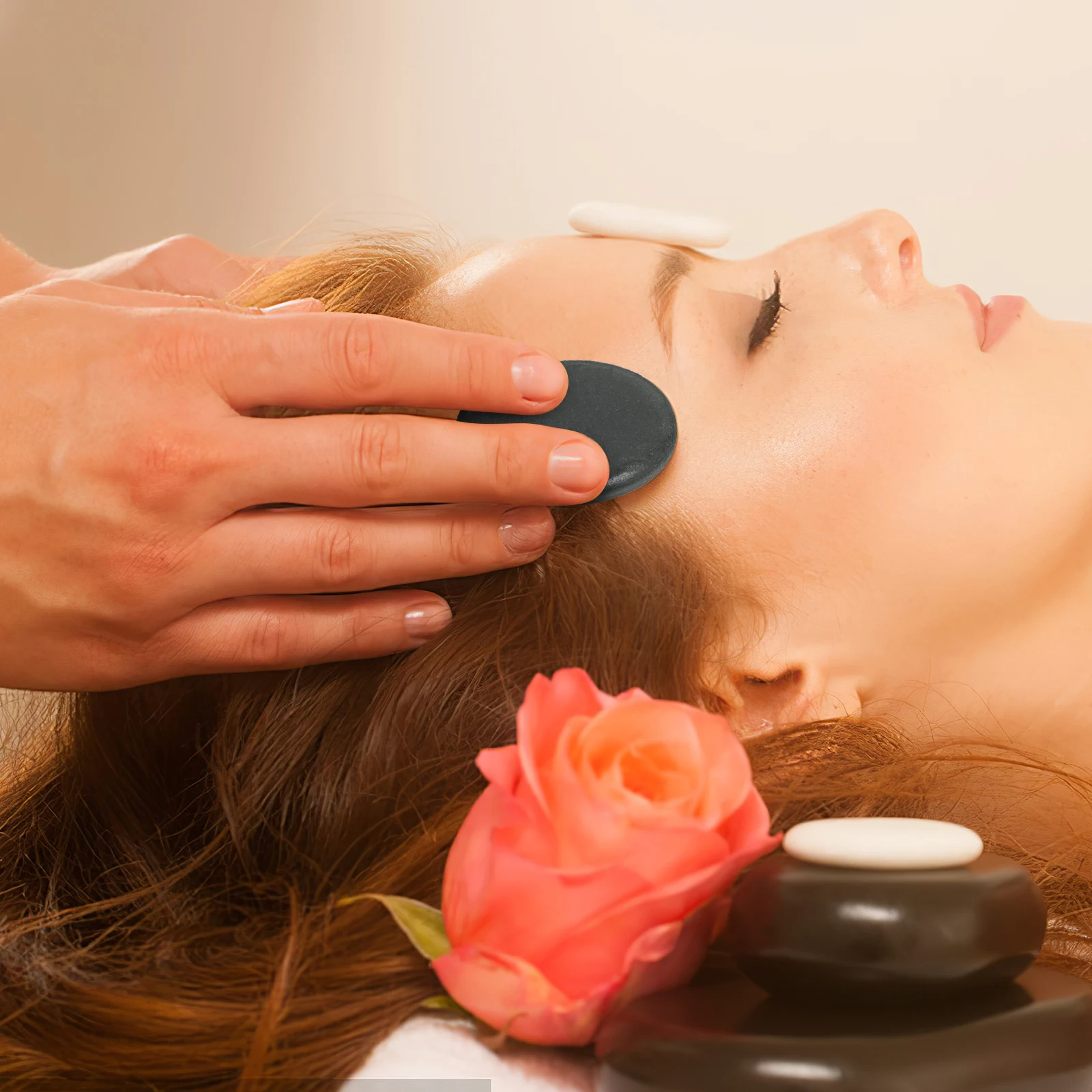 

6Pcs Volcanic Energy Massage Stones Set for Spa and Home Use Elements Pain Relief Calming Skincare Holes