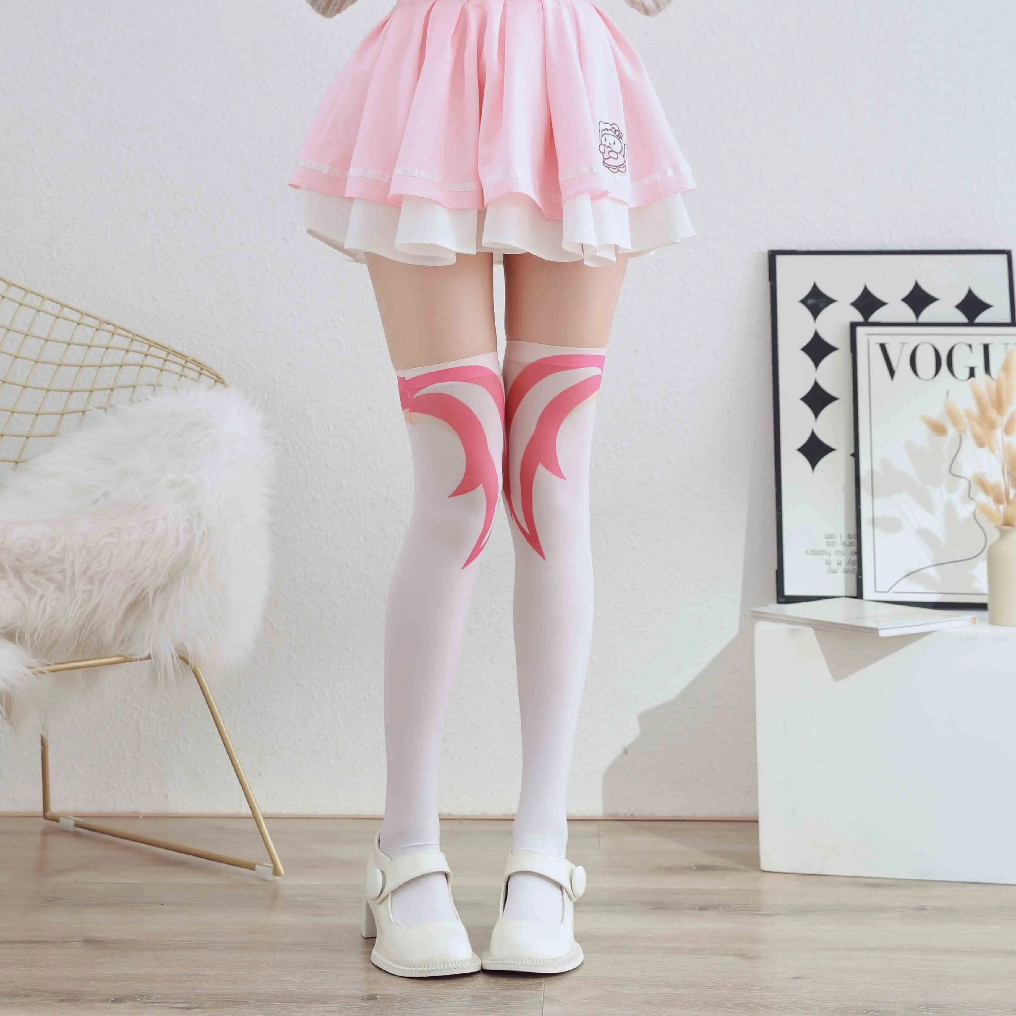

Sexy white stockings creative red cute girl velvet stockings fashion woman over the knee Cospaly summer gift