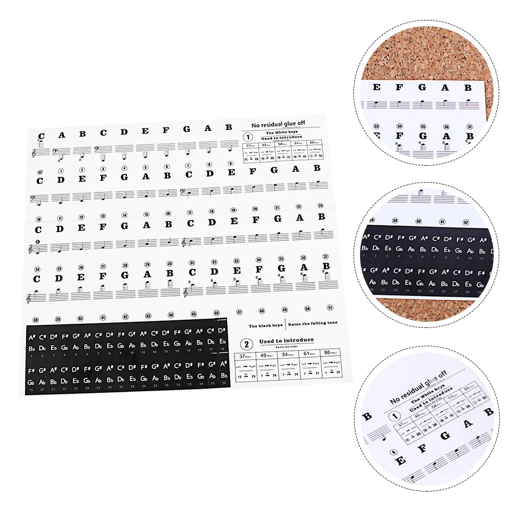 

37/49/54/61/88 Keys Piano Keyboard Stickers For Large Letters Thinner Design Bright Colors Durable Smooth Surface