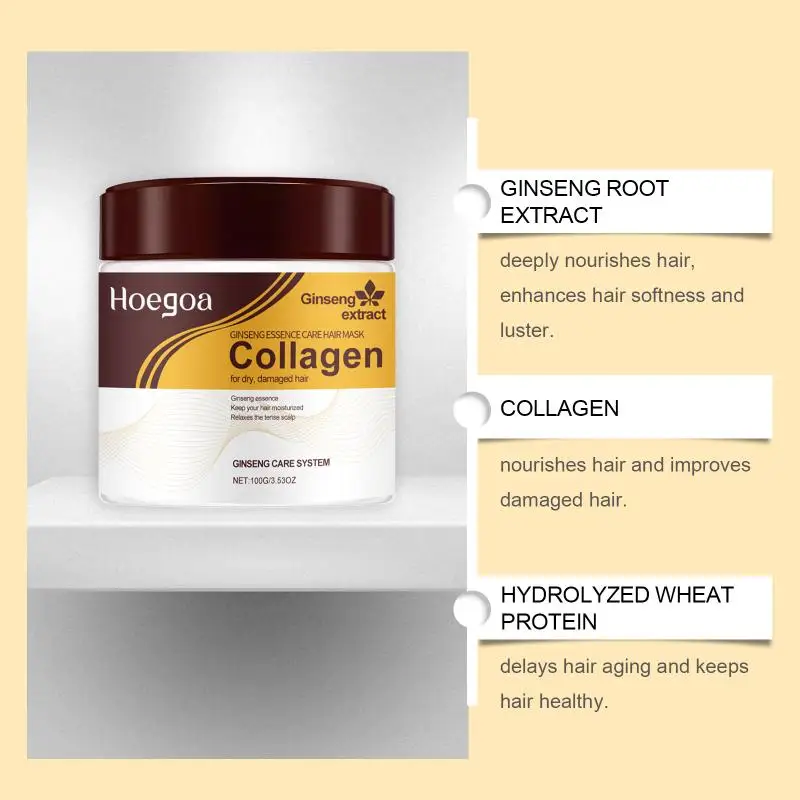 Collagen Hair Mask For Damage Frizzy Dry Treatment Long Lasting Nourish Hair End Smoothing Shiny Hair Care Products Conditioner