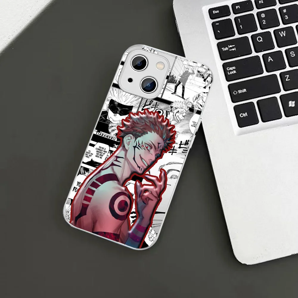 Jujutsu Kaisen Yuji Sukuna Phone Case Tempered Glass For iphone 14 13 12 11 Pro Mini XS MAX 14Plus X XS XR Cover