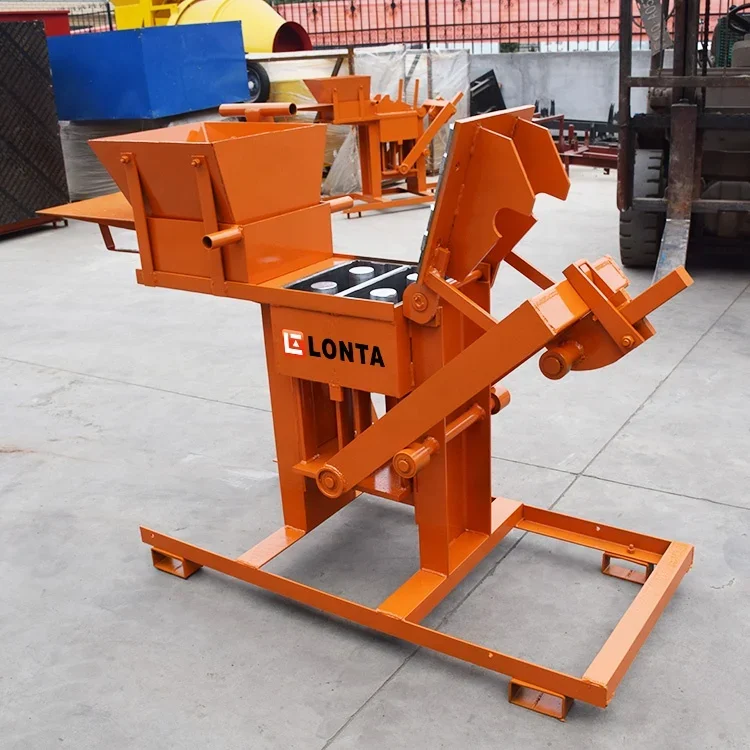 LONTA QMR2-40 small manual  hollow paver mould soil block machine For making brick ecological clay brick making machine