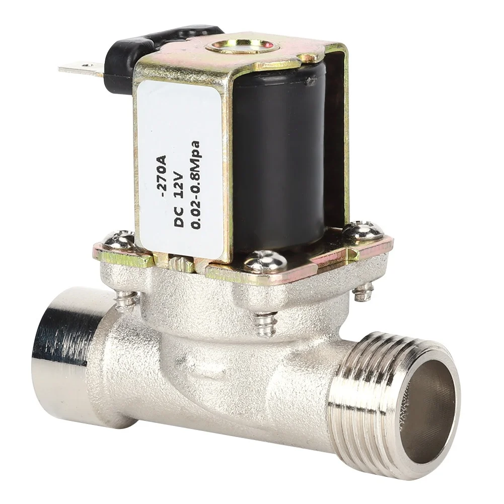 Water Pressure Valve 2-Position 2-Way Brass Plating Mechanical Normal Closed Inlet DC12V