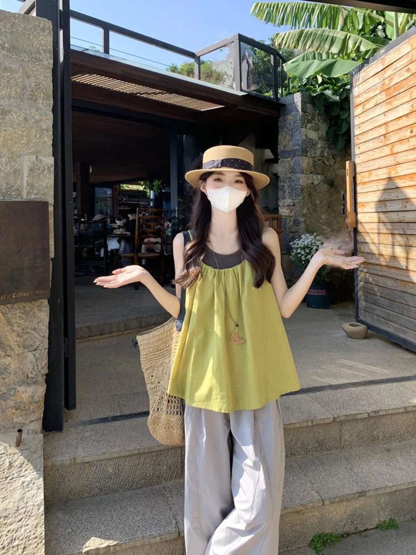

Summer 2026 Women's Trendy A-Line Tank Top And Vest Two-Piece Set round Neck Sleeveless Slim Fit Korean Style Casual Wear