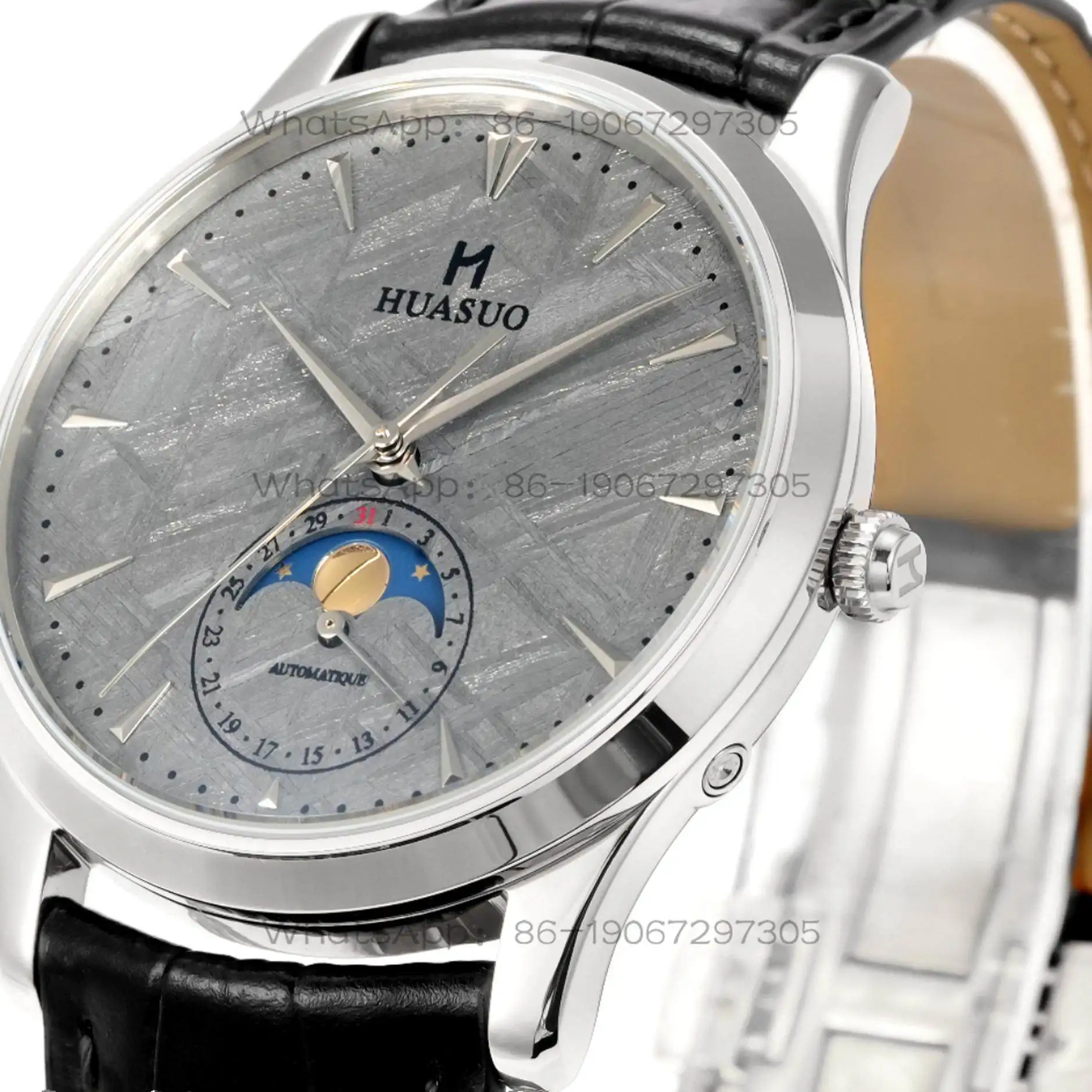 Huasuo Moon Phase Machinery Men's Watch Meteorite Disc Automatic Mechanical Movement Fashion Men's Watch High-end Trend Watch