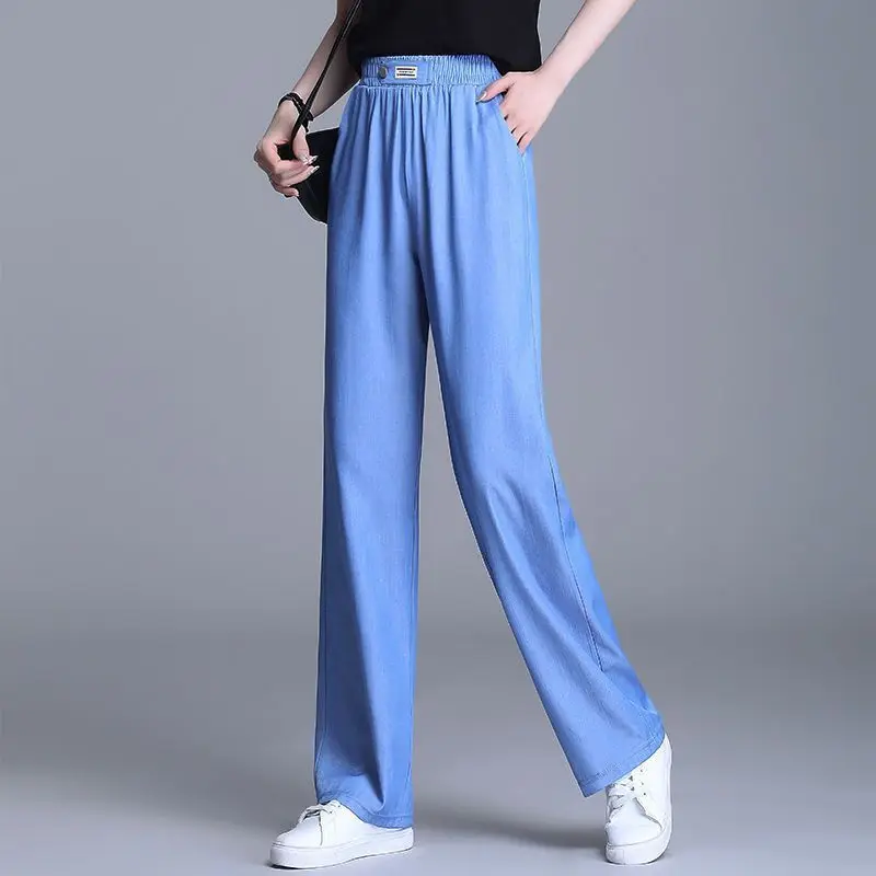 

Spring Autumn New Fashion Elegant High Waist Pocket Solid Color Straight Capris Casual Versatile Commuting Clothing Women Pants