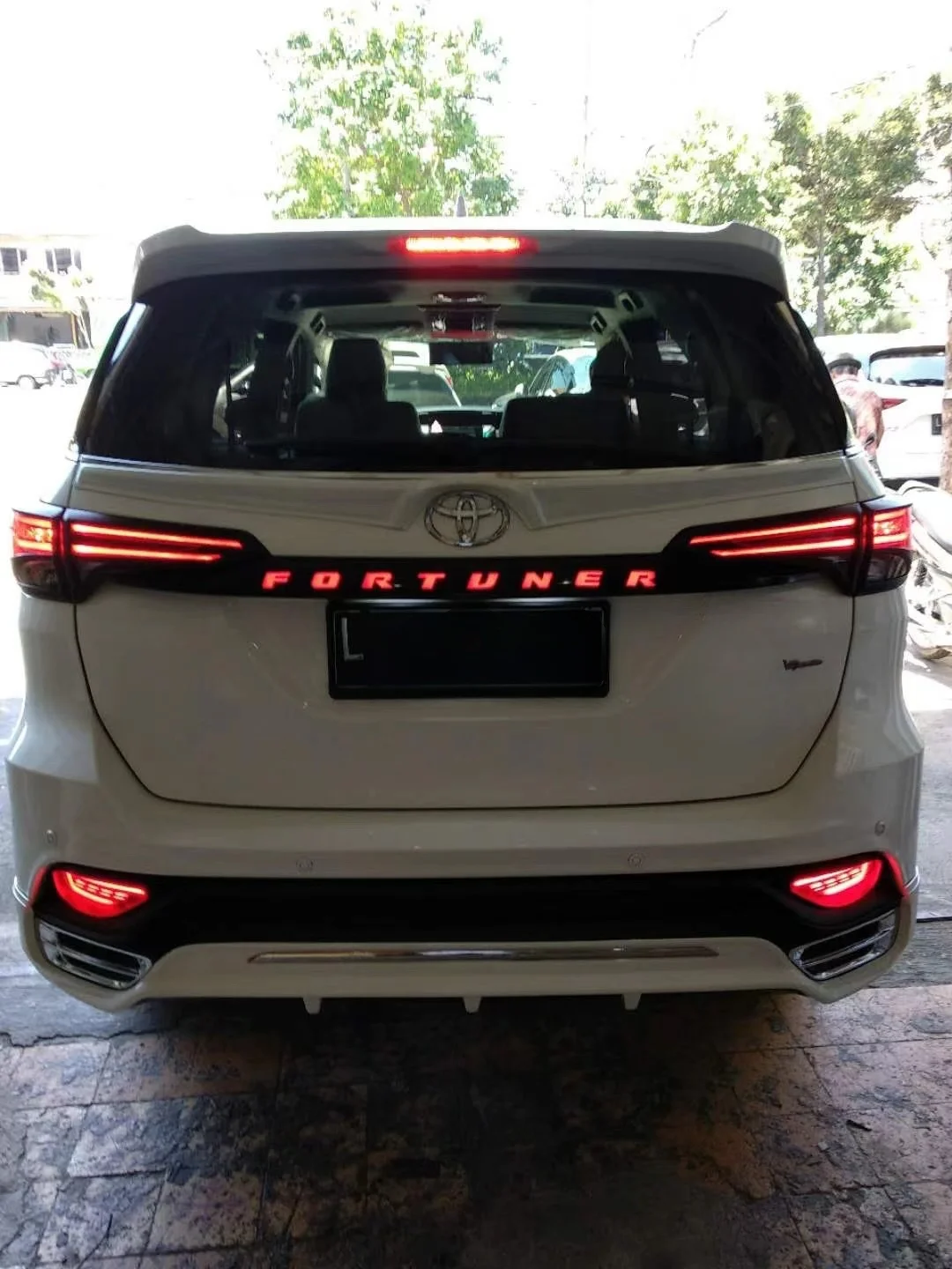 LED Tail Lamp Through-Tail Light Led Tail Gate Strip For Toyota Fortuner 2016-2019 Body Kit With Running Light And Brake Light