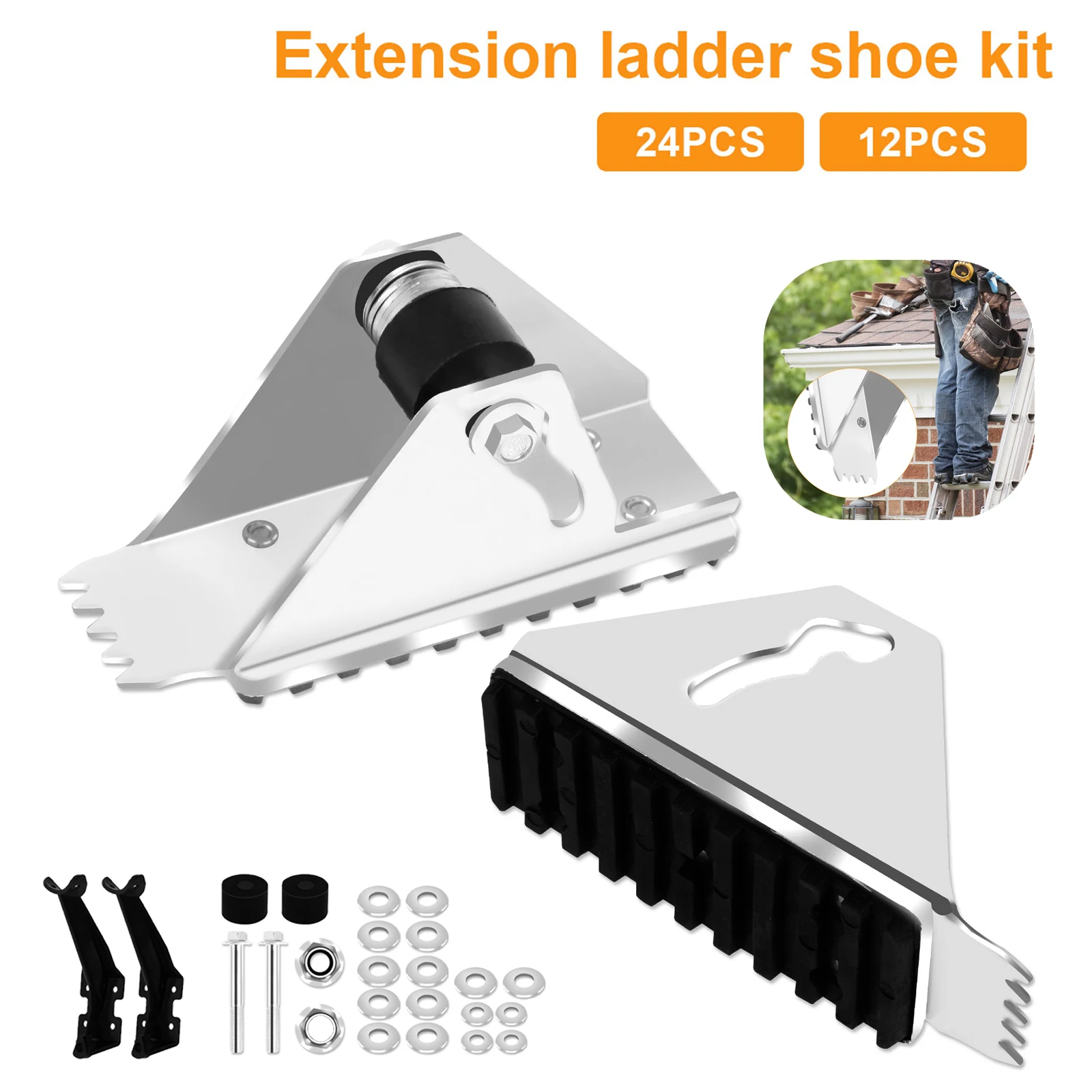 Extension Ladder Shoe Kit Steel Ladder Anti Slip Foot Safety Ladder Replacement Feet Compatible with D1200-1 Series Mk15/16