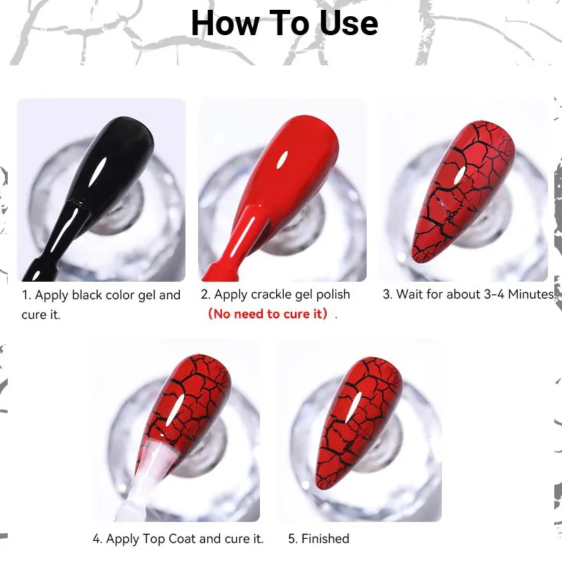 LILYCUTE 7ml Crackle Gel Nagellak Kraken Nagelgel Sneldrogende Nail Art Vernissen Hybride Semi Permanente Losweken Base Top coat