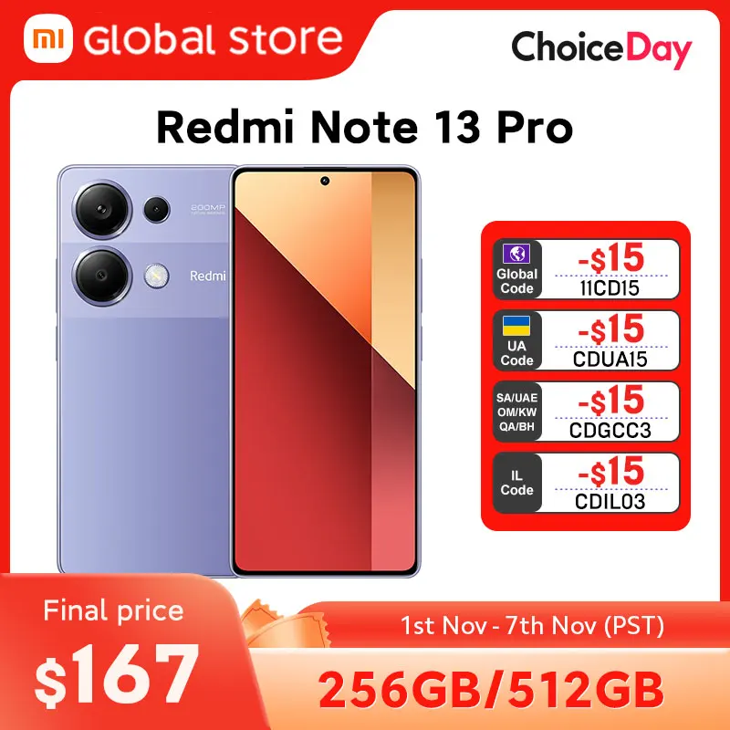 Global Version Xiaomi Redmi Note 13 Pro 4G Smartphone 256G /512GB ROM MTK Helio G99-Ultra 6.67