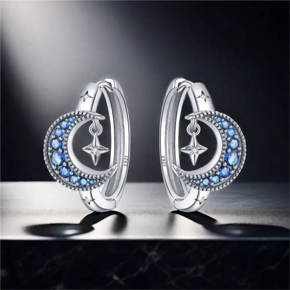 925 Sterling Silver Moon Tassel Series Earring Jewelry Versatile Hoop Earrings For Women Jewelry Fine Birthday Party Gifts
