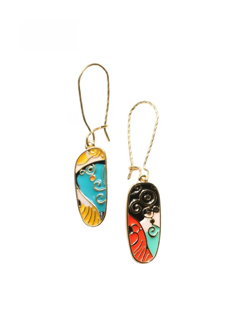 Sumni 18K Gold Plated Earrings  Enamel Drip Glaze Abstract Art Women's Spring Summer Fashion Jewelry Ear Decor